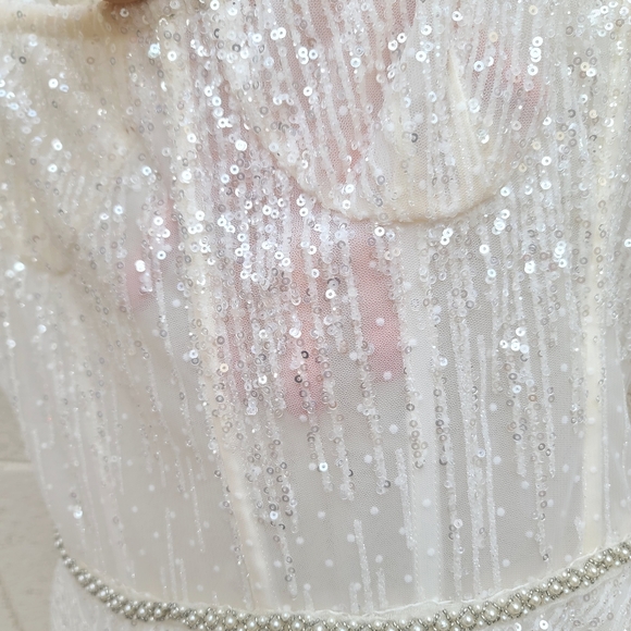 Bronx and Banco | Mademoiselle Bridal Sequin Sparkle Midi Dress Size Medium - Picture 9 of 16